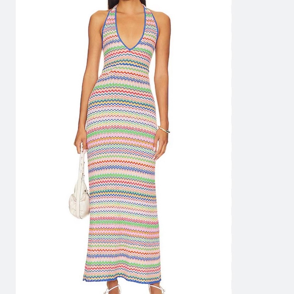 Show Me Your MuMu Pink and Blue Maxi Dress